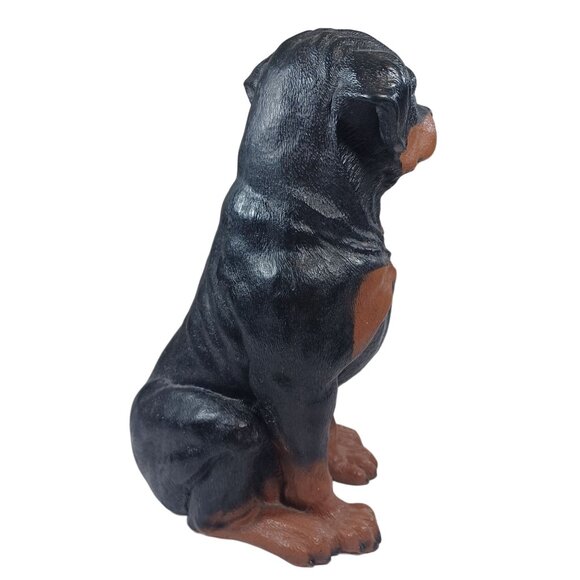 Vtg 12" Realistic Rottweiler Puppy Statue Figurine Glass Eyes Universal Statuary - Picture 5 of 11